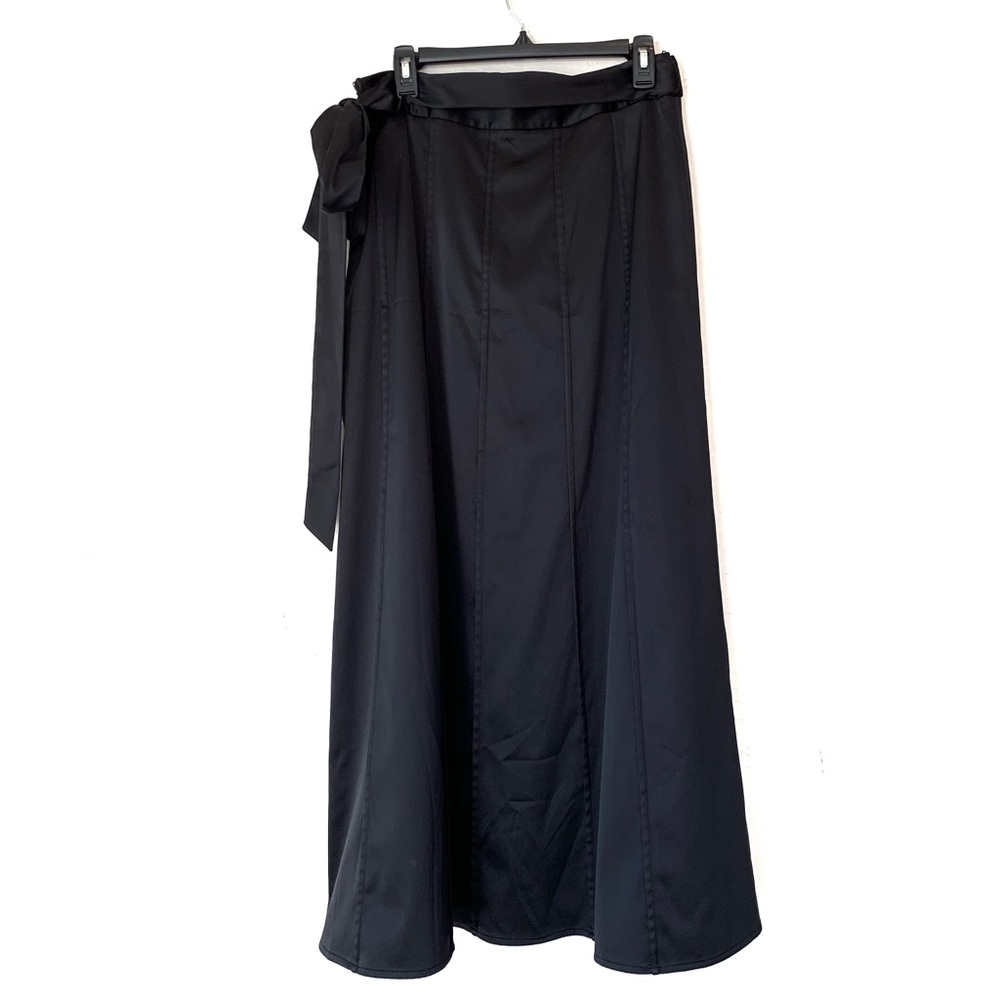 Ann Taylor Black Long Skirt Tie Bow